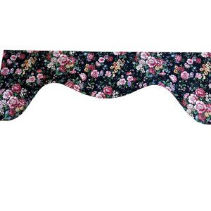 VTG Black Floral Cottage Core Scalloped Window Valance